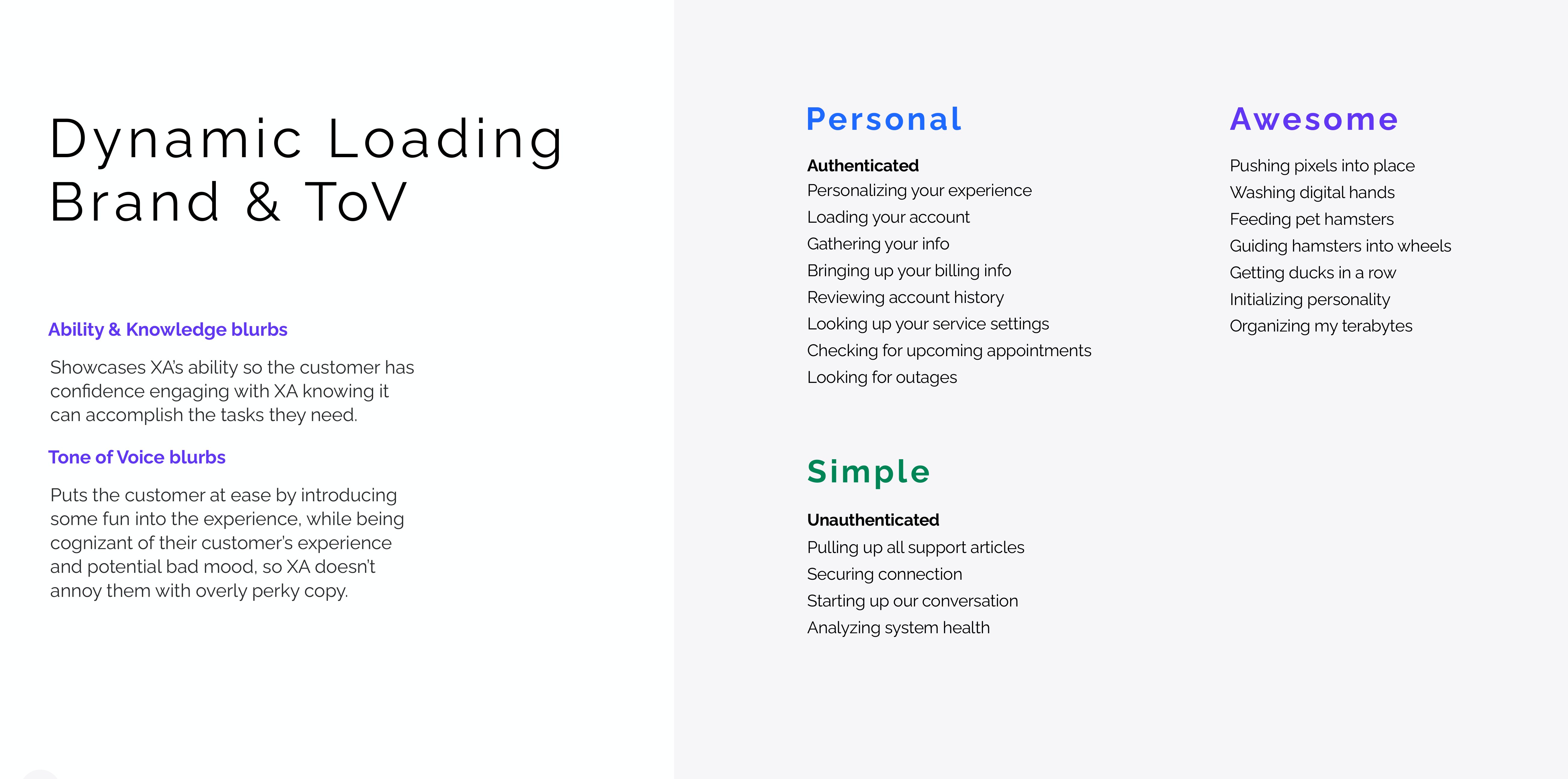 Dynamic loading with brand and tone-of-voice messaging