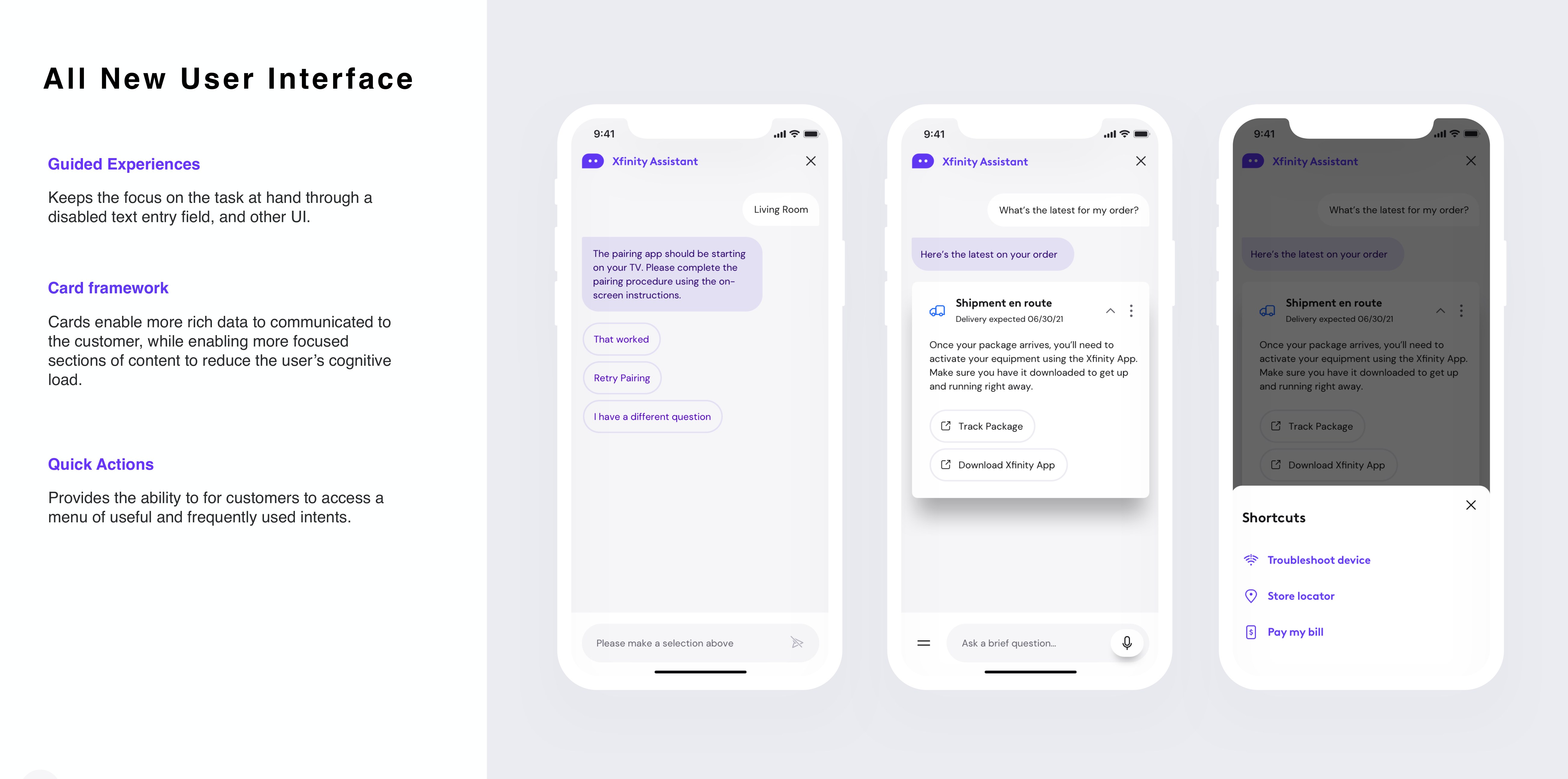 Guided experiences, card framework, and quick actions
