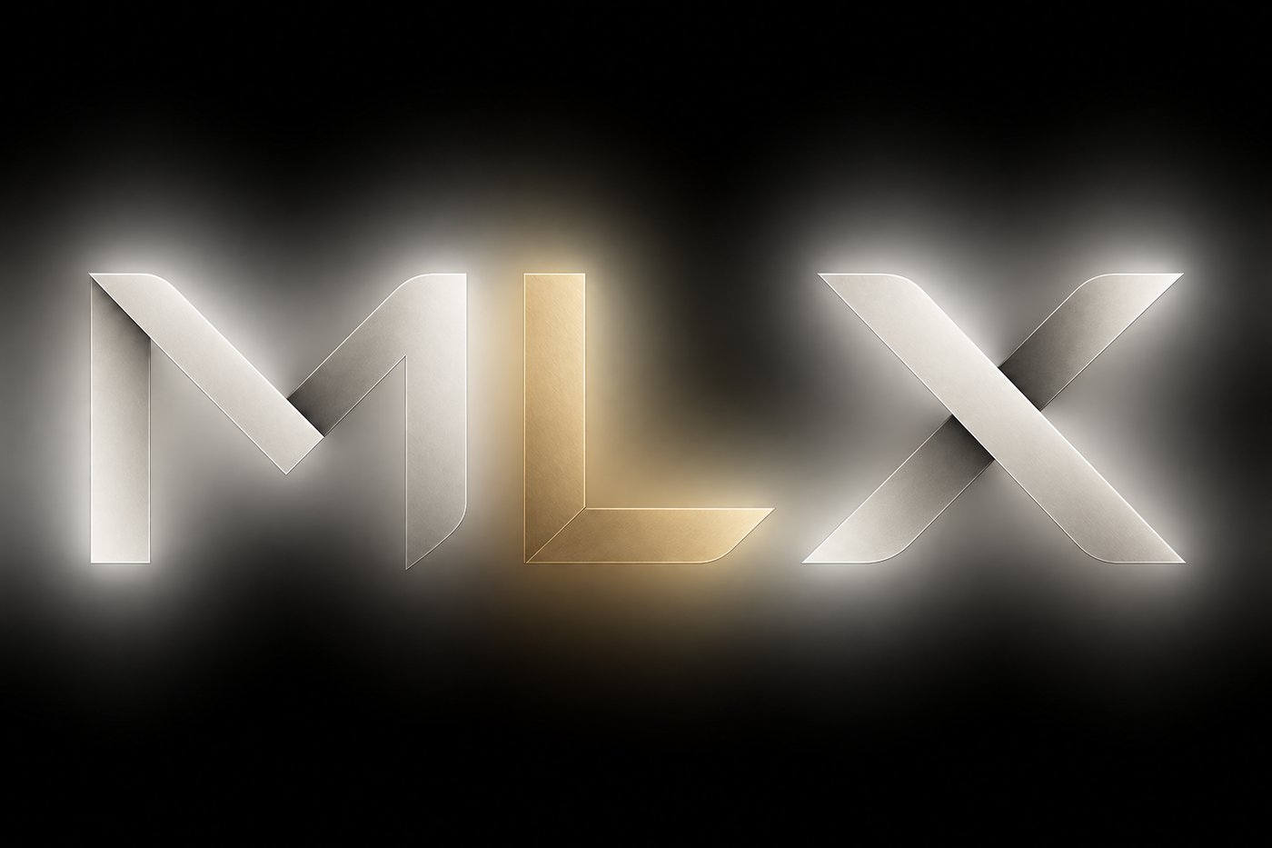 Rejected dimensional wordmark, extruded metal type.