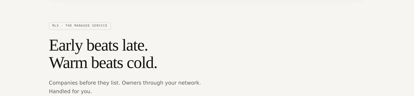 The how it works page hero, naming MLX as a managed service in the first line.